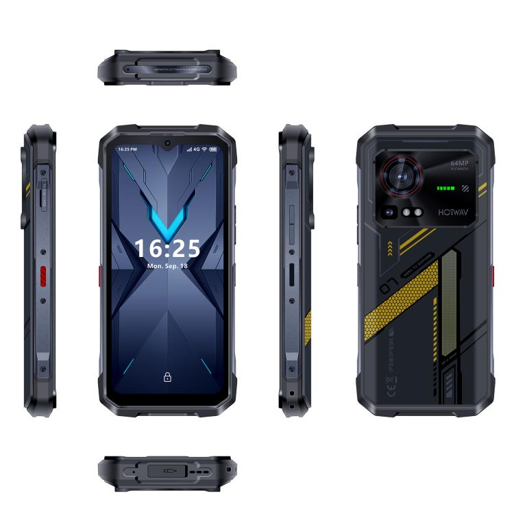 HOTWAV Hyper 7 Rugged Phone, 8GB+256GB, 10800mAh, 6.6 inch Android 14 MediaTek Dimensity 7050 5G, Network: 5G, OTG, NFC (Punk Yellow)