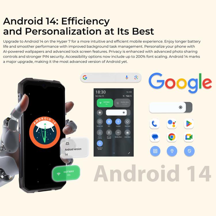 HOTWAV Hyper 7 Rugged Phone, 8GB+256GB, 10800mAh, 6.6 inch Android 14 MediaTek Dimensity 7050 5G, Network: 5G, OTG, NFC (Black) - free shipping - PMc TechLife - Order now!
