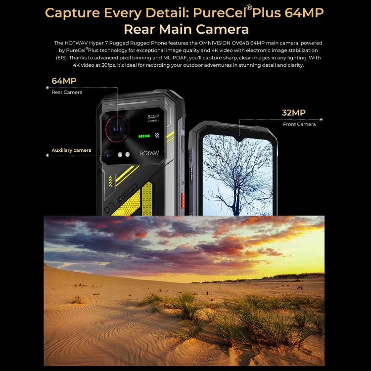 HOTWAV Hyper 7 Rugged Phone, 8GB+256GB, 10800mAh, 6.6 inch Android 14 MediaTek Dimensity 7050 5G, Network: 5G, OTG, NFC (Punk Yellow)