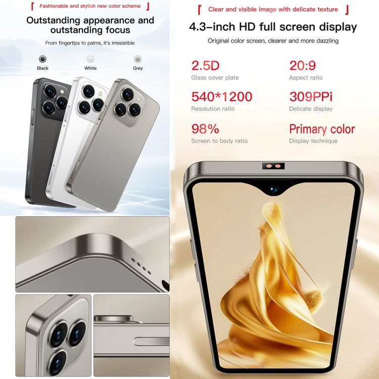 SOYES XS18 Pro Max, 2GB+16GB, Face ID, 4.3 inch Android 8.1 MTK6737A Quad Core, Network: 4G, OTG, Dual SIM (Grey)