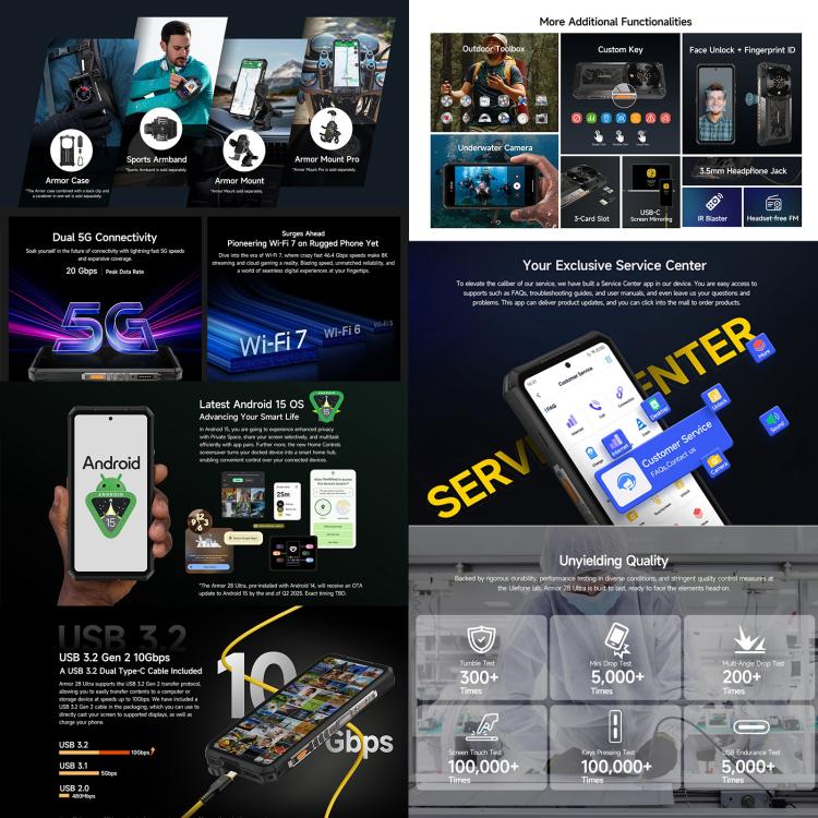 Ulefone Armor 28 Ultra Rugged Phone, 16GB+1TB, Night Vision, 10600mAh, 6.67 inch Android 14 MediaTek Dimensity 9300+ Octa Core, Network: 5G, NFC (Black) - free shipping - PMC Jewellery - Order now!