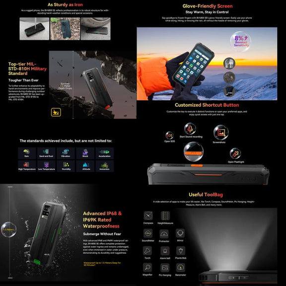 Blackview BV4800 SE Rugged Phone, 4GB+64GB, 6.56 inch Android 15 UMS9320E T615 Octa Core, Network: 4G, OTG, NFC (Green)