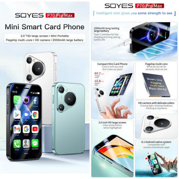 SOYES P70 Pro Max, 1GB+16GB, 3.0 inch Android 8.1 MTK6580 Quad Core, Network: 3G, Dual SIM (White)