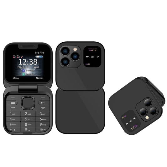 SERVO i16 Pro Mini Flip Phone, 1.77 inch, MTK6261D, 23 Keys, Support Bluetooth, FM, Magic Sound, Quick Dial, GSM, Dual SIM (Black) - free shipping - PMC Jewellery - Order now!