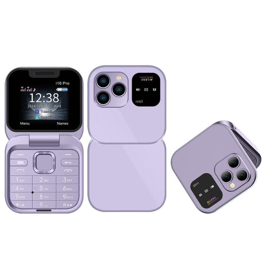 SERVO i16 Pro Mini Flip Phone, 1.77 inch, MTK6261D, 23 Keys, Support Bluetooth, FM, Magic Sound, Quick Dial, GSM, Dual SIM (Purple) - free shipping - PMC Jewellery - Order now!