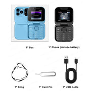 SERVO i16 Pro Mini Flip Phone, 1.77 inch, MTK6261D, 23 Keys, Support Bluetooth, FM, Magic Sound, Quick Dial, GSM, Dual SIM (Blue)