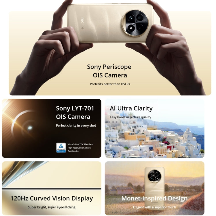 Realme 13 Pro+, 12GB+256GB, Screen Fingerprint Identification, 6.7 inch Realme UI 5.0 Snapdragon 7s Gen 2 Octa Core, NFC, Network: 5G (Gold) - free shipping - PMC Jewellery - Order now!