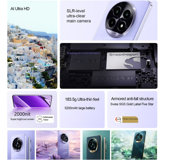 Realme 13 Pro Extreme Edition, 12GB+256GB, Screen Fingerprint Identification, 6.7 inch Realme UI 5.0 Snapdragon 7s Gen 2 Octa Core, NFC, Network: 5G (Purple)