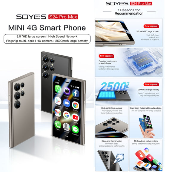SOYES S24 Pro Max, 2GB+16GB, 3.0 inch Android 10.0 MTK6737M Quad Core, Bluetooth, WiFi, Network: 4G, Dual SIM, Support Google Play Store (Black)