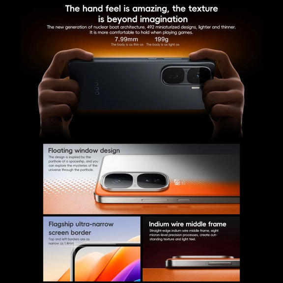 vivo iQOO Neo10, 12GB+256GB, Face ID / Screen Fingerprint Identification, 6.78 inch Android 15 OriginOS 5 Snapdragon 8 Gen 3 Octa Core, OTG, NFC, Network: 5G, Support Google Play (Orange)