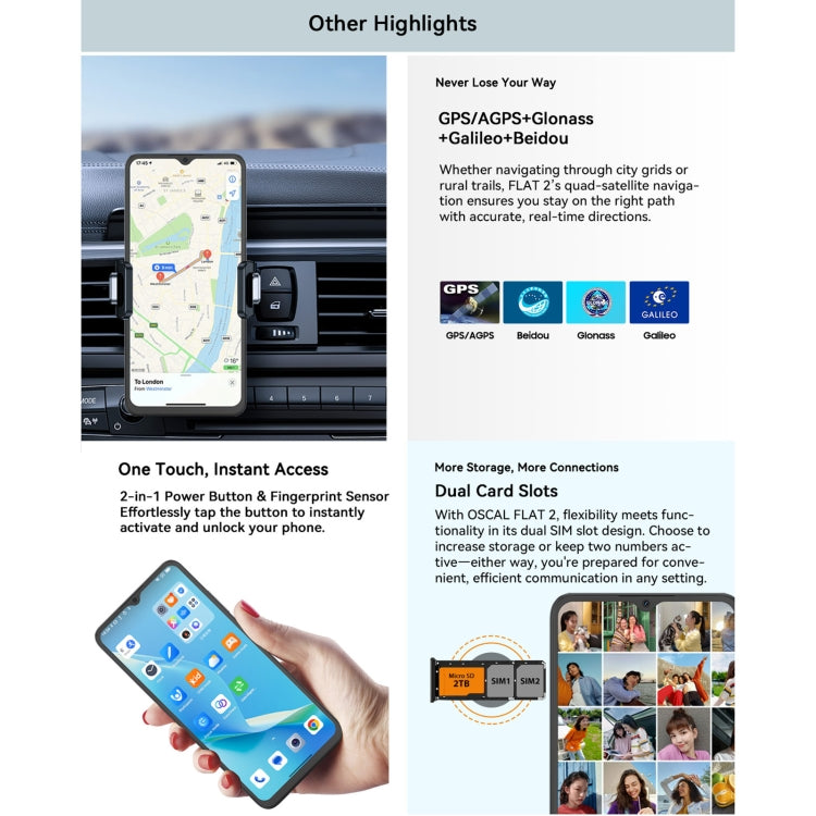 Blackview Oscal FLAT 2, 4GB+128GB, 6.6 inch Android 14 Unisoc T606 Octa Core, Network: 4G (Ripple Blue) - free shipping - PMC Jewellery - Order now!