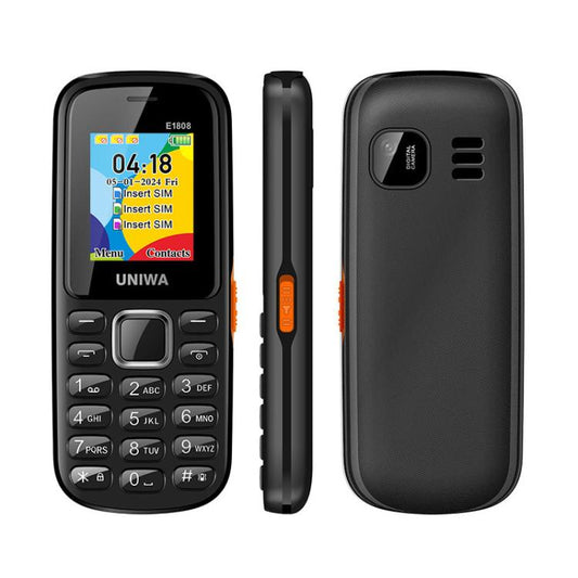 UNIWA E1808 Elder Keypad Phone, 1.77 inch SC6531E, LED Flashlight, 21 Keys, Network: 2G, Triple SIM, EU Plug (Black) - free shipping - PMC Jewellery - Order now!