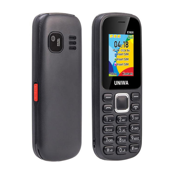 UNIWA E1808 Elder Keypad Phone, 1.77 inch SC6531E, LED Flashlight, 21 Keys, Network: 2G, Triple SIM, EU Plug (Green)