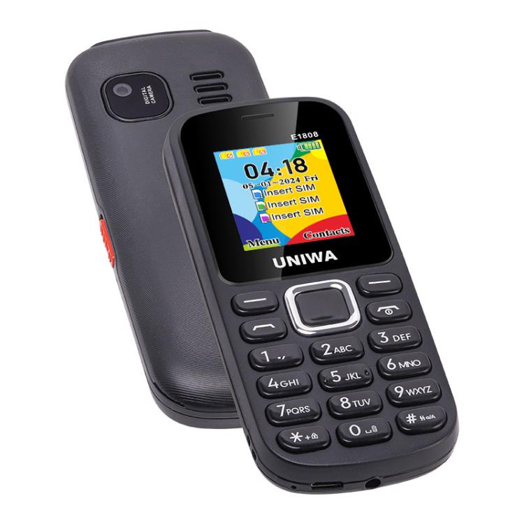 UNIWA E1808 Elder Keypad Phone, 1.77 inch SC6531E, LED Flashlight, 21 Keys, Network: 2G, Triple SIM, EU Plug (Green)