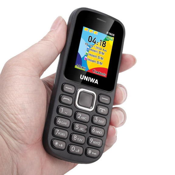 UNIWA E1808 Elder Keypad Phone, 1.77 inch SC6531E, LED Flashlight, 21 Keys, Network: 2G, Triple SIM, EU Plug (Green)