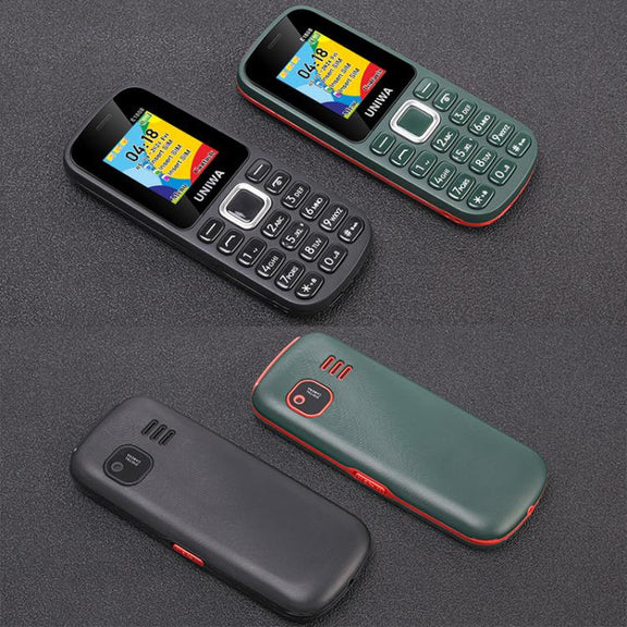 UNIWA E1808 Elder Keypad Phone, 1.77 inch SC6531E, LED Flashlight, 21 Keys, Network: 2G, Triple SIM, EU Plug (Green)