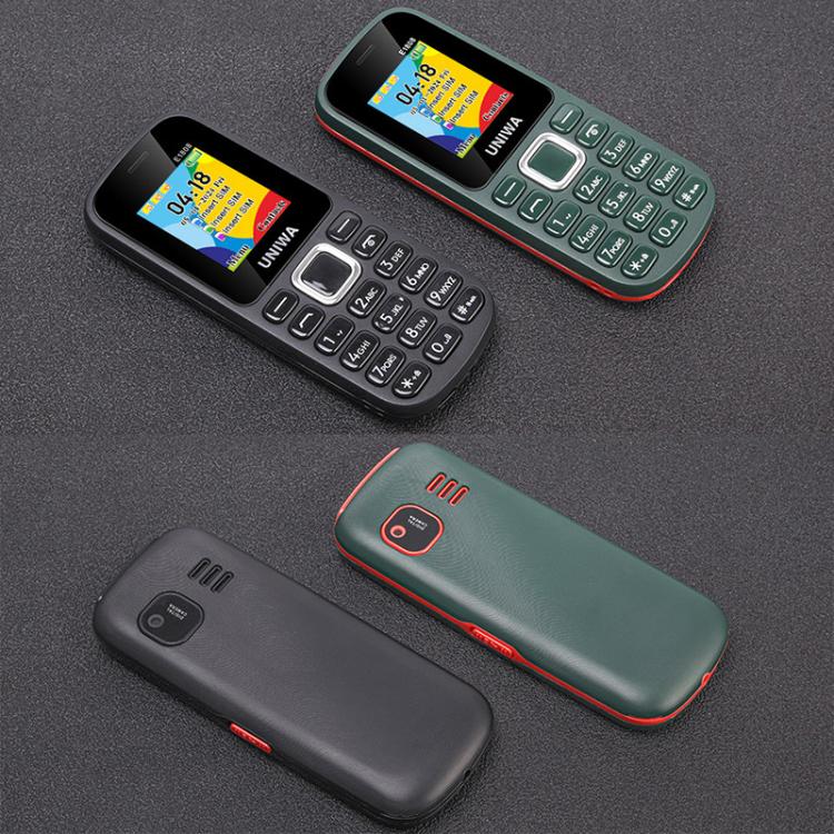 UNIWA E1808 Elder Keypad Phone, 1.77 inch SC6531E, LED Flashlight, 21 Keys, Network: 2G, Triple SIM, EU Plug (Green)