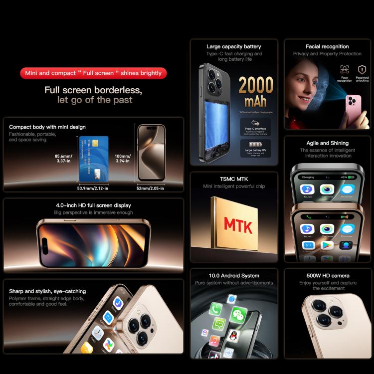 SOYES ONEMYTH M16 Pro, 2GB+16GB, 4.0 inch Android 10.0 MTK6580 Quad Core, Network: 3G, Dual SIM (Grey) - free shipping - PMc TechLife - Order now!