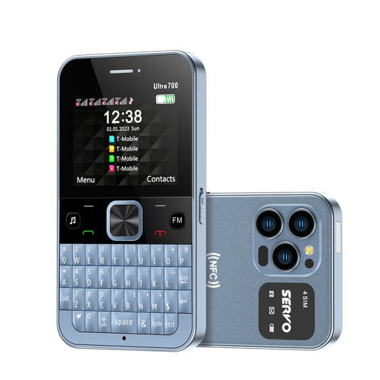SERVO U700, 2.4 inch, MTK6261D, 58 Full Keyboards, Support Bluetooth, FM, NFC, Quick Dial, Flashlight, GSM, Quad SIM (Blue) - free shipping - PMC Jewellery - Order now!