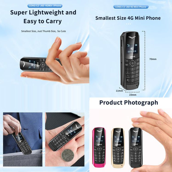 LONG-CZ S60 4G Mini Phone, 1.77 inch Unisoc T107, LED Flashlight, 21 Keys, Network: 4G, Single SIM (Rose Red)