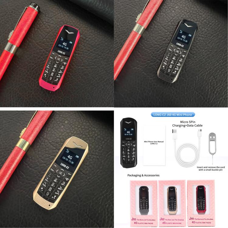 LONG-CZ S60 4G Mini Phone, 1.77 inch Unisoc T107, LED Flashlight, 21 Keys, Network: 4G, Single SIM (Rose Red)