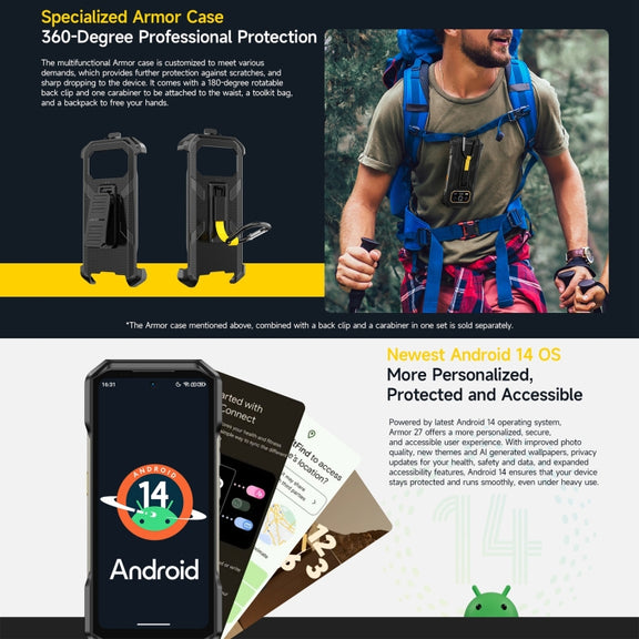 Ulefone Armor 27 Rugged Phone, 12GB+256GB, Night Vision, 10600mAh, 6.78 inch Android 14 MediaTek Helio G99 Octa Core, Network: 4G, NFC, OTG (Black)