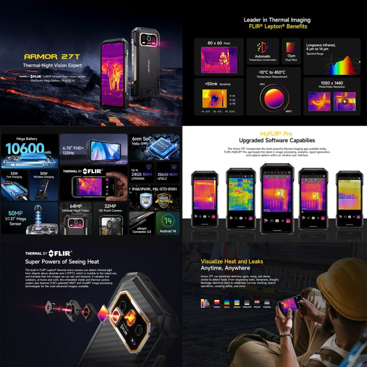 Ulefone Armor 27T Rugged Phone, 12GB+256GB, Thermal Imager, Night Vision, 10600mAh, 6.78 inch Android 14 MediaTek Helio G99 Octa Core, Network: 4G, NFC, OTG (Black) - free shipping - PMC Jewellery - Order now!