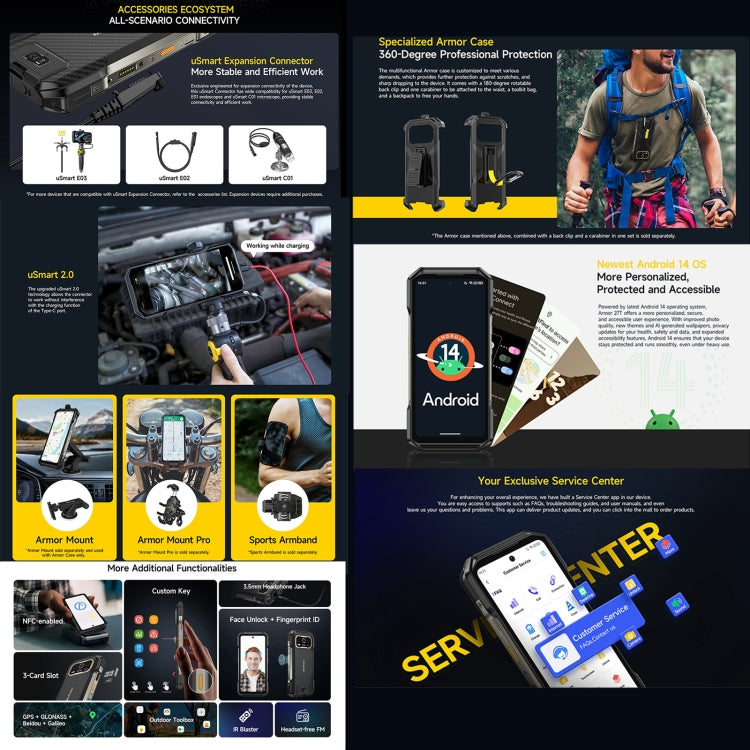 Ulefone Armor 27T Rugged Phone, 12GB+256GB, Thermal Imager, Night Vision, 10600mAh, 6.78 inch Android 14 MediaTek Helio G99 Octa Core, Network: 4G, NFC, OTG (Black)