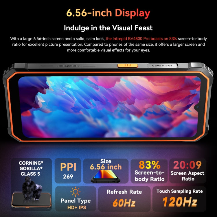 Blackview BV4800 Pro, 4GB+128GB, IP68/IP69K/MIL-STD-810H, 6.56 inch Android 14 Unisoc T606 Octa Core, Network: 4G, OTG (Black)