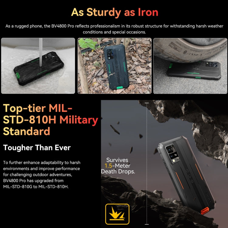Blackview BV4800 Pro, 4GB+128GB, IP68/IP69K/MIL-STD-810H, 6.56 inch Android 14 Unisoc T606 Octa Core, Network: 4G, OTG (Green)