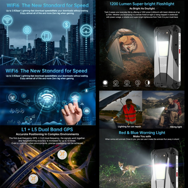 Unihertz Tank 3 / 8849, 16GB+512GB, 200MP Camera, Night Vision, 23800mAh Battery, 6.79 inch Android 13 Dimensity 8200 Octa Core, Network: 5G (Black) - free shipping - PMC TechLife - Order now!