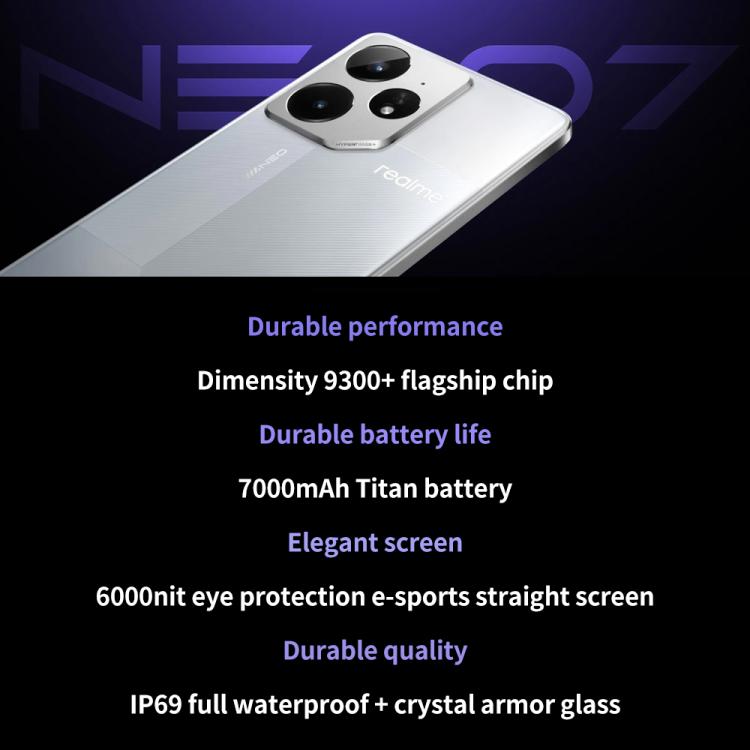 Realme Neo7, 16GB+512GB, 6.78 inch Android 15 / Realme UI 6.0 MediaTek Dimensity 9300+ Octa Core, NFC, Network: 5G, Support Google Play (Black)