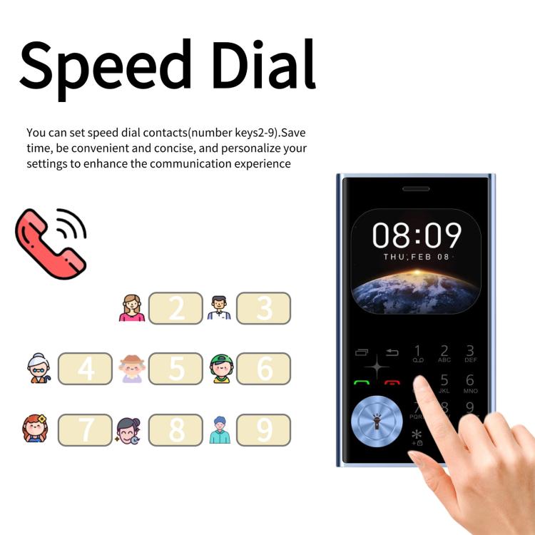 V8 Card Mobile Phone, 2.01 inch, MTK6261D, Support Bluetooth, FM, Torch, GSM, Dual SIM (Sky Blue)