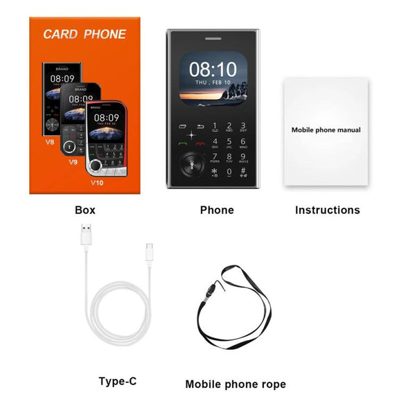 V8 Card Mobile Phone, 2.01 inch, MTK6261D, Support Bluetooth, FM, Torch, GSM, Dual SIM (Sky Blue)
