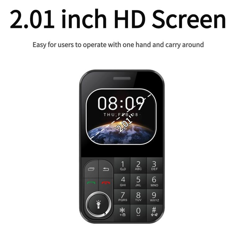 V9 Card Mobile Phone, 2.01 inch, MTK6261D, Support Bluetooth, FM, Torch, GSM, Dual SIM (Black) - free shipping - PMc TechLife - Order now!