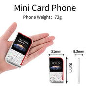 V10 Card Mobile Phone, 2.01 inch, MTK6261D, Support Bluetooth, FM, Torch, GSM, Dual SIM (Black)