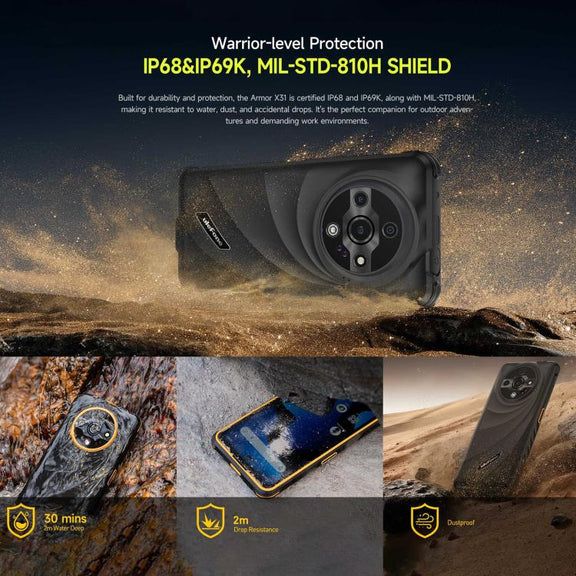 Ulefone Armor X31, 6GB+128GB, Night Vision, IP68/IP69K Rugged Phone, 6.56 inch Android 14 MediaTek Helio G91 Octa Core, Network: 4G, NFC, OTG (Orange)