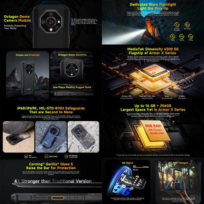Ulefone Armor X32 Pro 5G, 8GB+256GB, Night Vision, IP68/IP69K Rugged Phone, 5.65 inch Android 14 MediaTek Dimensity 6300 Octa Core, Network: 5G, NFC, OTG (Classic Black) - free shipping - PMC Jewellery - Order now!