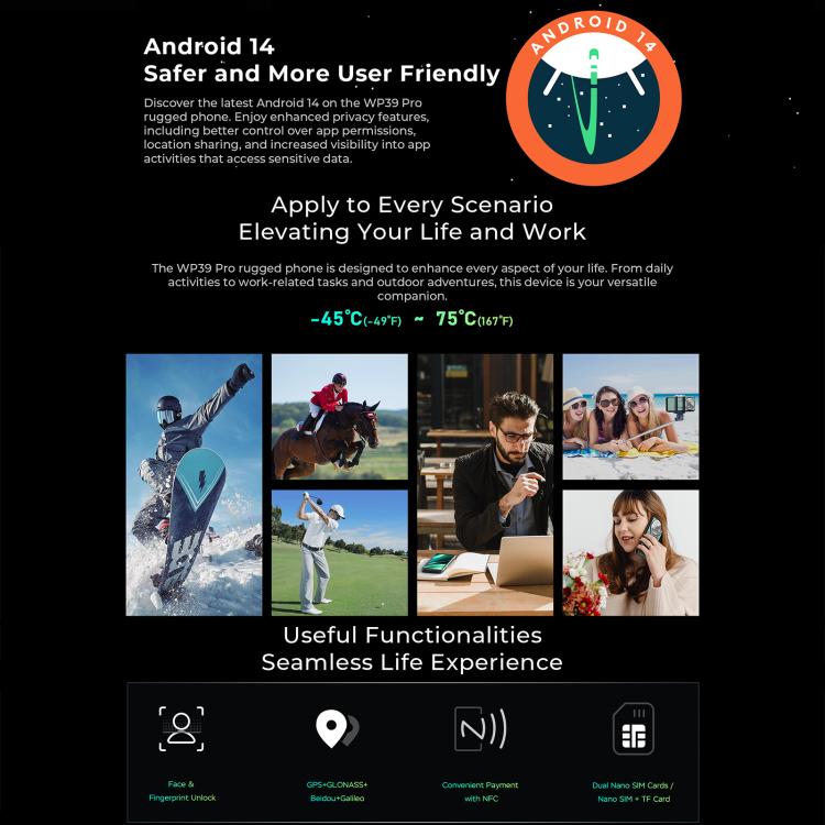 Oukitel WP39 Pro 5G Rugged Phone, 12GB+512GB, Night Vision, Fingerprint Identification, 6.6 inch Android 14 MediaTek Dimensity 6300 Octa Core, NFC, OTG, Network: 5G (Green)