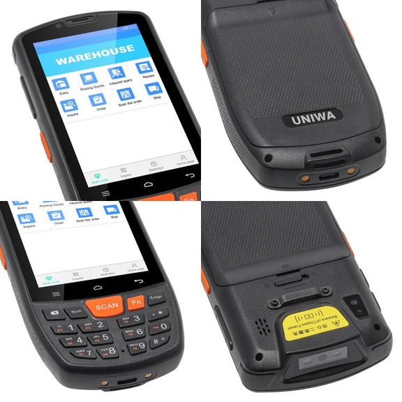 UNIWA HS006 Industrial PDA QR Code Scanner, 3GB+32GB, 4.0 inch Android 11 MediaTek MT6762 Octa Core, NFC, Network: 4G (UK Plug)
