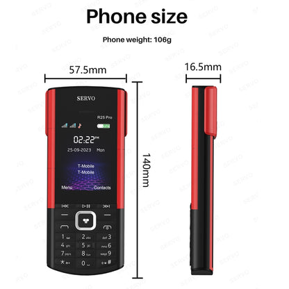 SERVO R25 Pro Mobile Phone with TWS Bluetooth Headsets, 2.4 inch, 24 Keys, Support Bluetooth, Quick Dial, Auto Response, FM, Flashlight, GSM, Dual SIM (White Red) - free shipping - PMC Jewellery - Order now!