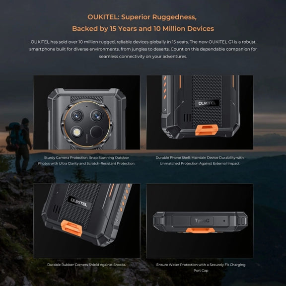 Oukitel G1 Rugged Phone, 6GB+256GB, Fingerprint Identification, 6.52 inch Android 14 T606 Octa Core, NFC, OTG, Network: 4G (Grey)