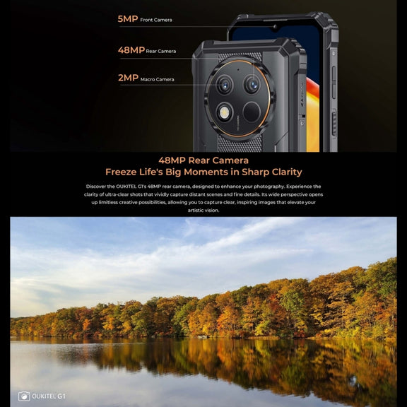 Oukitel G1 Rugged Phone, 6GB+256GB, Fingerprint Identification, 6.52 inch Android 14 T606 Octa Core, NFC, OTG, Network: 4G (Grey)