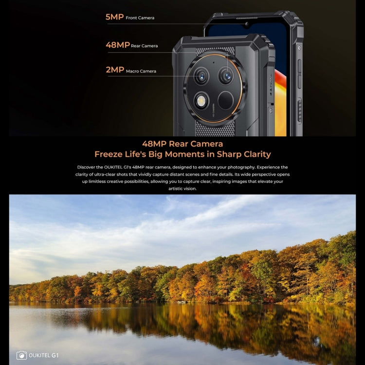 Oukitel G1 Rugged Phone, 6GB+256GB, Fingerprint Identification, 6.52 inch Android 14 T606 Octa Core, NFC, OTG, Network: 4G (Orange)