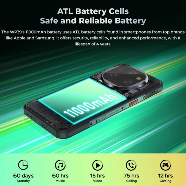 Oukitel WP39 5G Rugged Phone, 6GB+256GB, Night Vision, Fingerprint Identification, 6.6 inch MediaTek Dimensity 6100+ Octa Core, NFC, OTG, Network: 5G (Green)