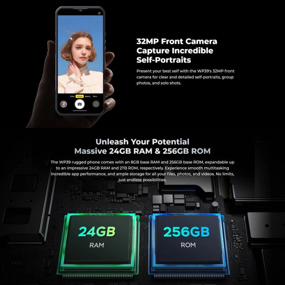 Oukitel WP39 5G Rugged Phone, 6GB+256GB, Night Vision, Fingerprint Identification, 6.6 inch MediaTek Dimensity 6100+ Octa Core, NFC, OTG, Network: 5G (Green)