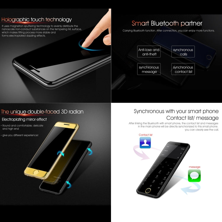 Ulcool V66+, 1.54 inch, MTK6261D, Support Bluetooth Sync, Bluetooth Dial, FM, Anti-lost, GSM, Dual SIM (Black)