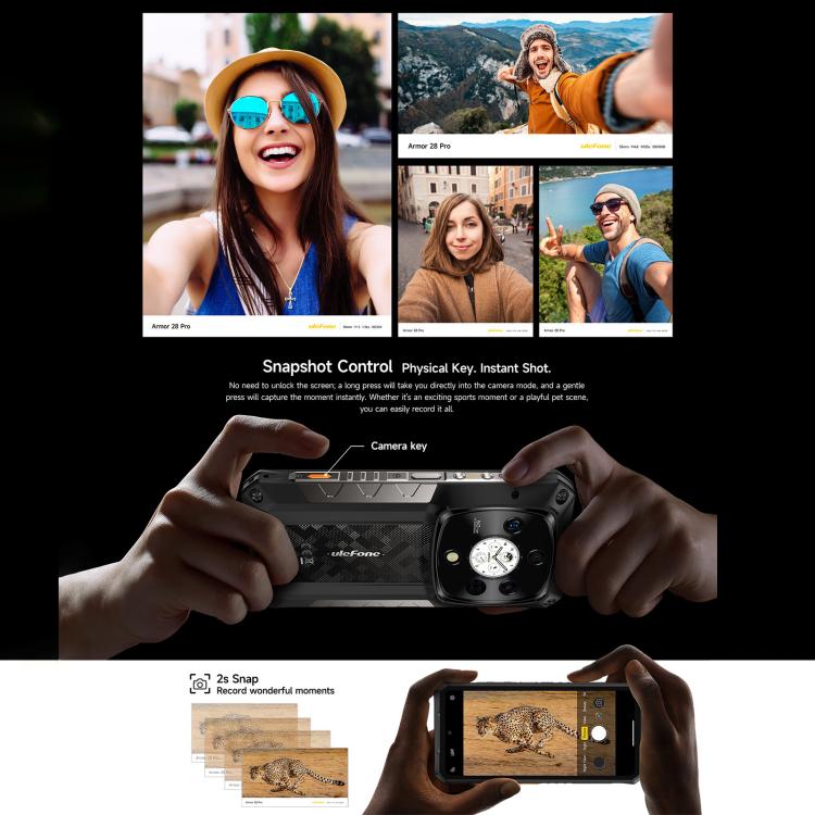 Ulefone Armor 28 Pro Rugged Phone, 16GB+512GB, Night Vision, 10600mAh, 6.67 inch + 1.04 inch Android 15 MediaTek Dimensity 7300 Octa Core, Network: 5G, NFC (Black) - free shipping - PMC TechLife - Order now!