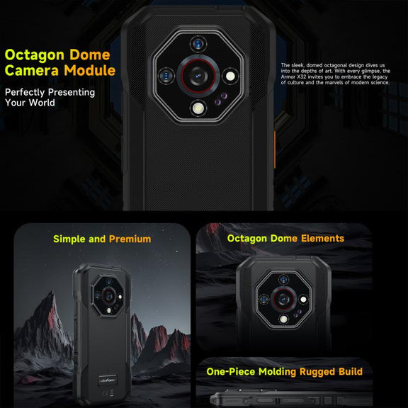 Ulefone Armor X32 Rugged Phone, 6GB+128GB, Night Vision, 5.65 inch Android 14 MediaTek Helio G91 Octa Core, Network: 4G, NFC, OTG (Classic Black)