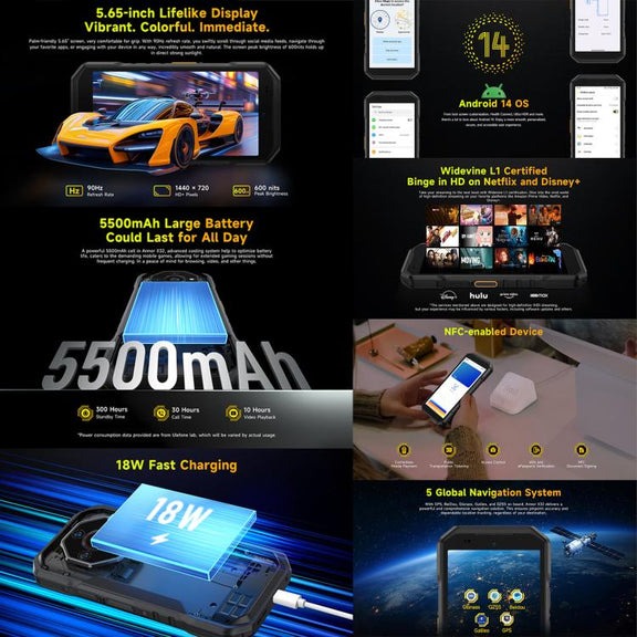 Ulefone Armor X32 Rugged Phone, 6GB+128GB, Night Vision, 5.65 inch Android 14 MediaTek Helio G91 Octa Core, Network: 4G, NFC, OTG (Classic Black)